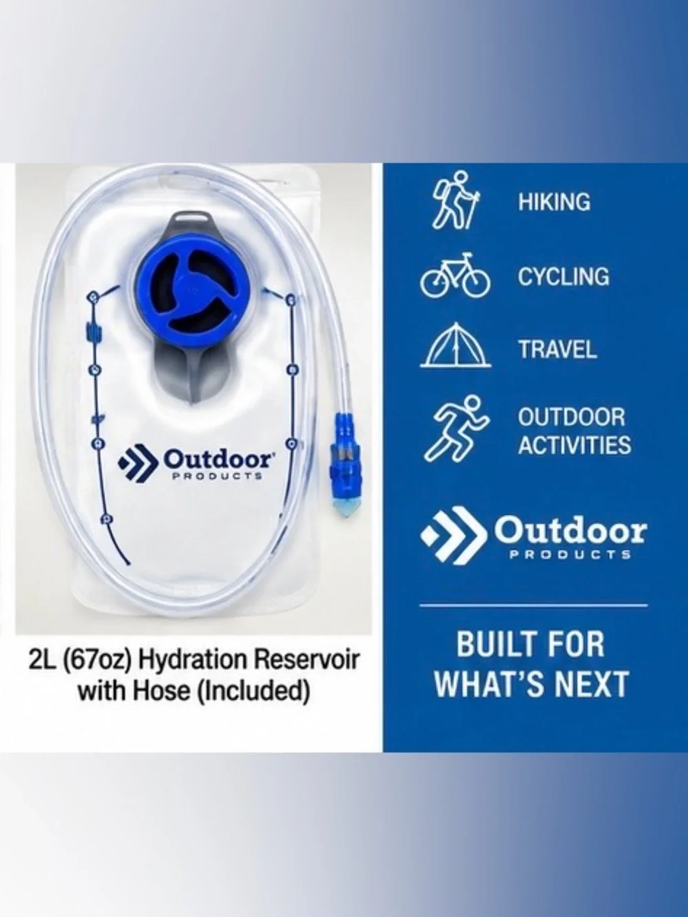 Outdoor Products Norwood 6.7L Hydration Backpack 2L Reservoir Hiking Black Blue